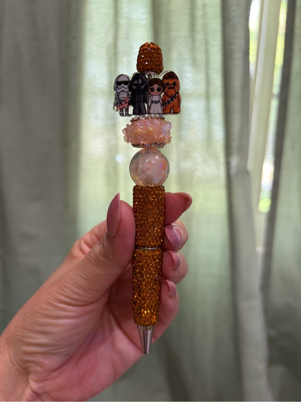 Beaded bedazzled pen with Star Wars acrylic topper